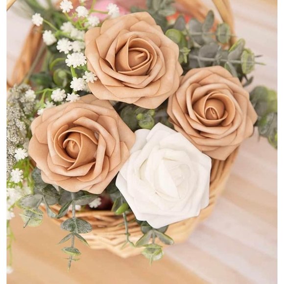30 count | Dusty Light Brown Roses Flowers Wedding Floral Decor - New - Picture 3 of 6
